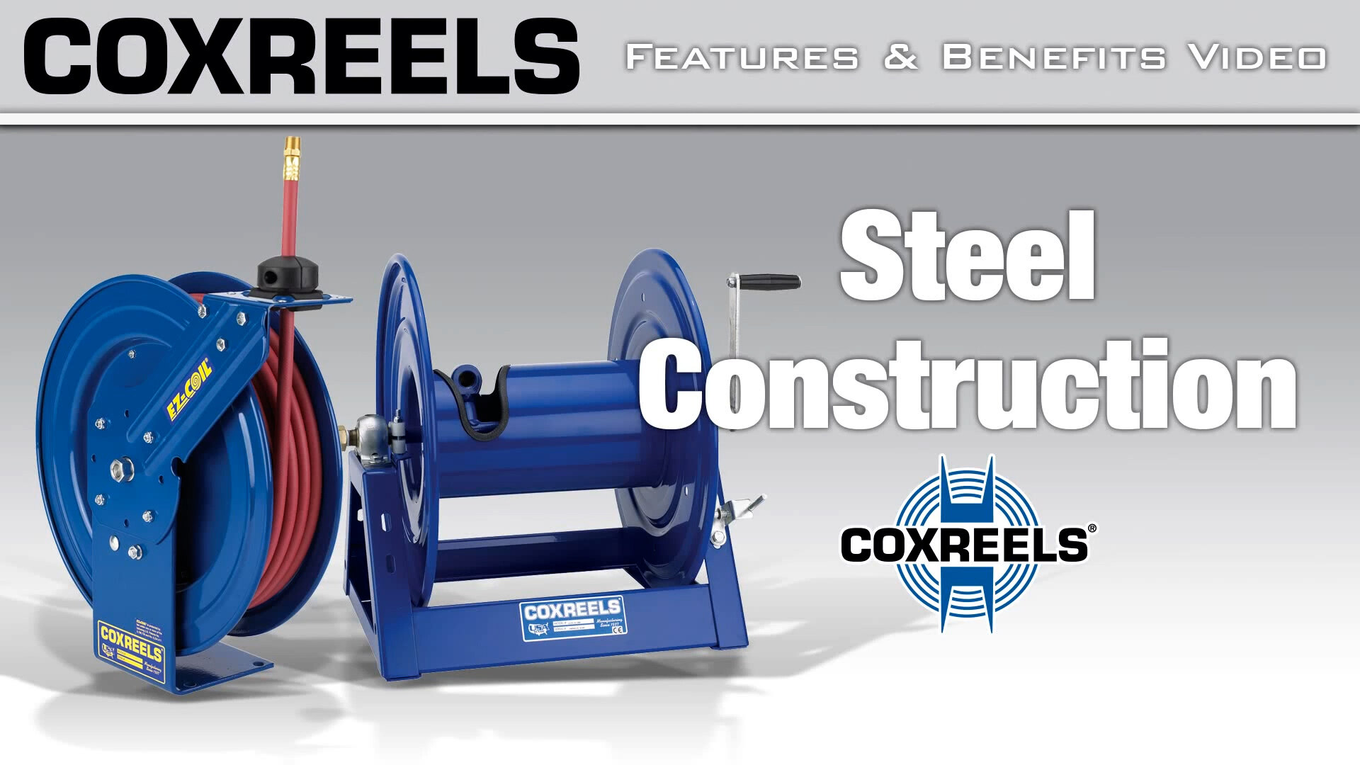 Coxreels SMP-550 Spring Rewind Fuel and Water Hose Reel with (1) Medium  Pressure 3/4 x 50' Hose - 1500 PSI