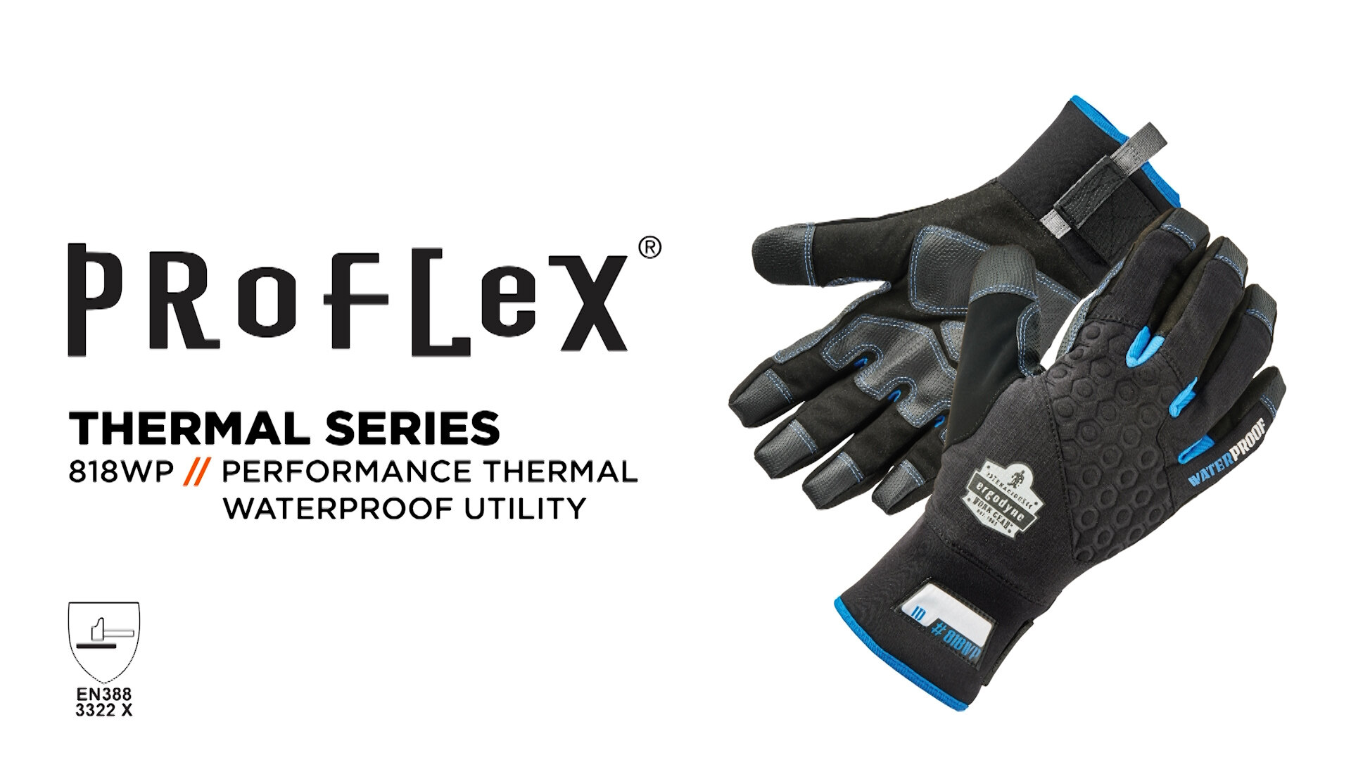 Ergodyne ProFlex 818WP Medium Black Performance Thermal Waterproof Utility Gloves
