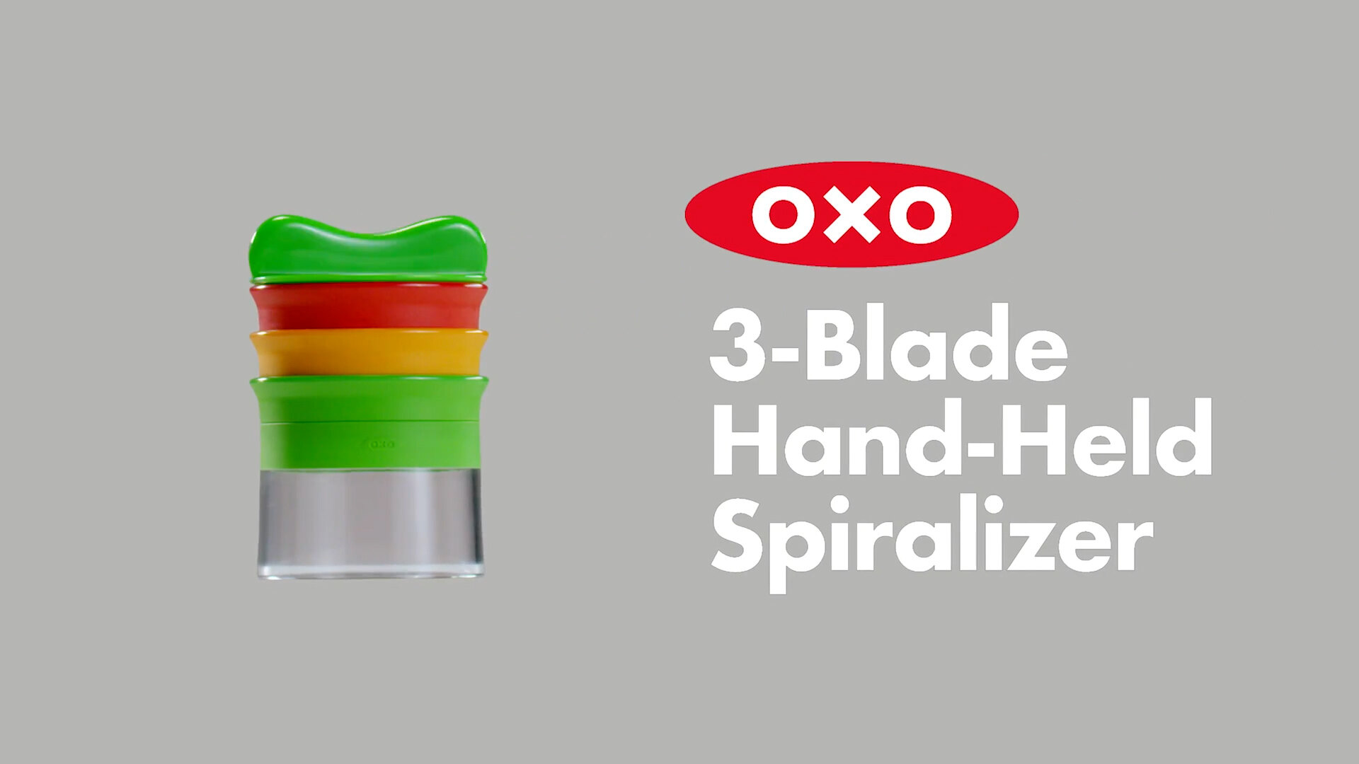OXO Good Grips 3-Blade Hand-Held Spiralizer, Green, Red, & Orange