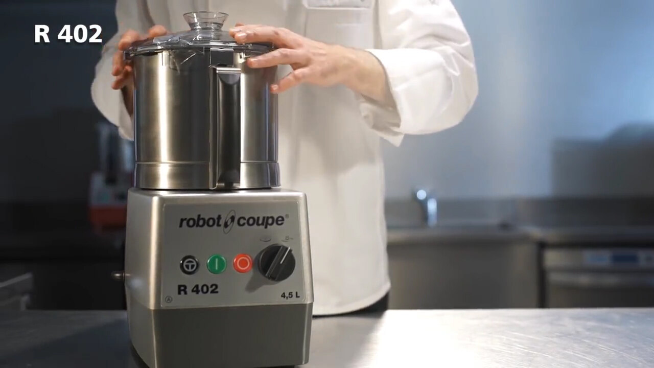Robot Coupe R402 Combination Continous Feed Food Processor with 4.5 Qt.  Stainless Steel Bowl