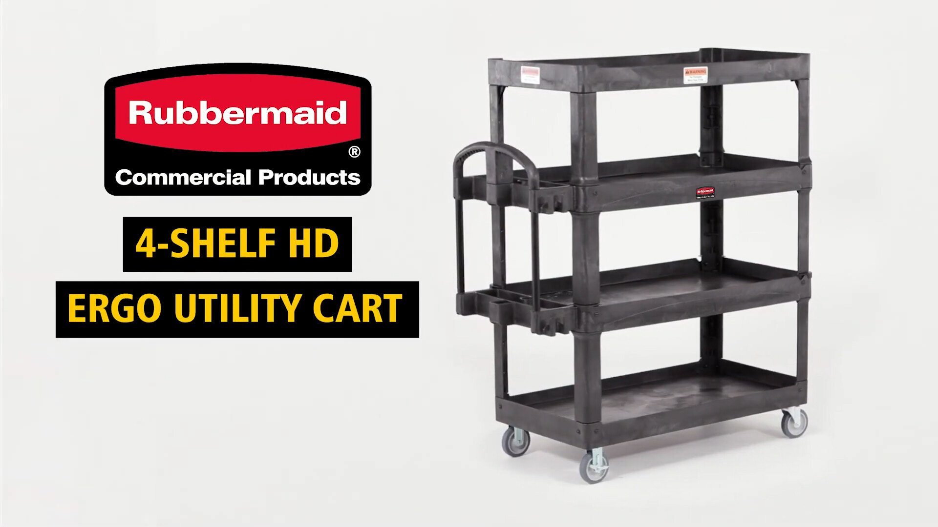 Rubbermaid Commercial 4-Shelf Heavy-Duty Ergo Utility Cart 700 lb Capacity 24.35 x 54.1 x 62.4 Black