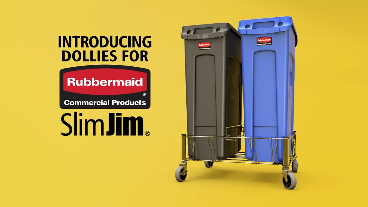 Rubbermaid 1956185 92 Qt. / 23 Gallon Slim Jim Blue Rectangular Trash Can