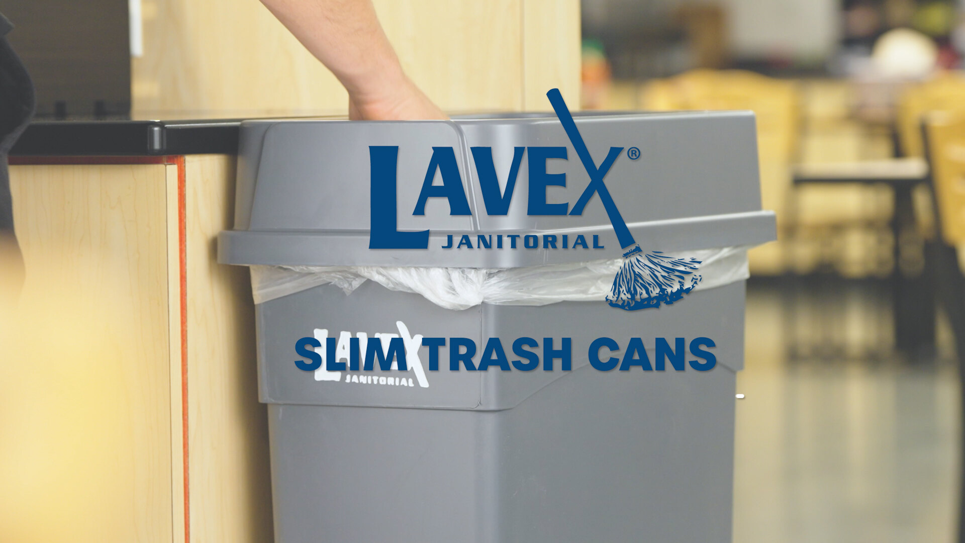 Lavex 23 Gallon Beige Slim Rectangular Trash Can with Drop Shot Lid